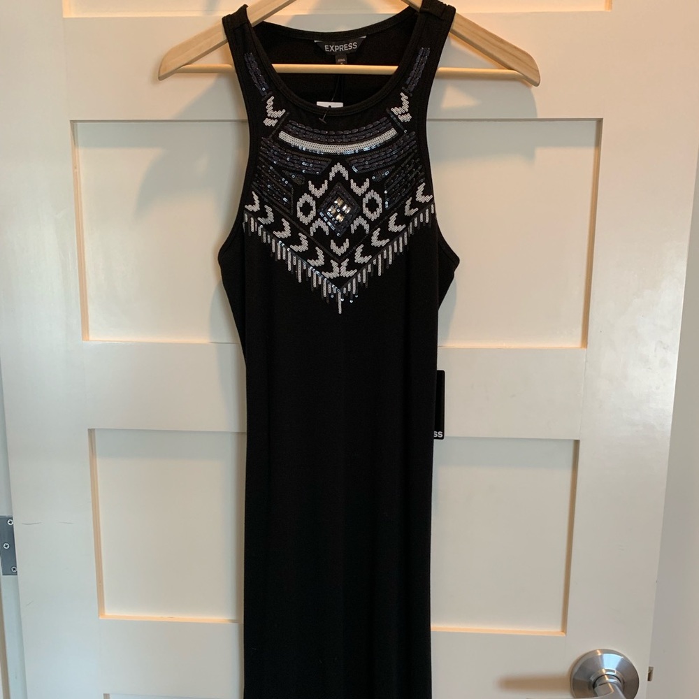 Express Midi Black Aztec Dress